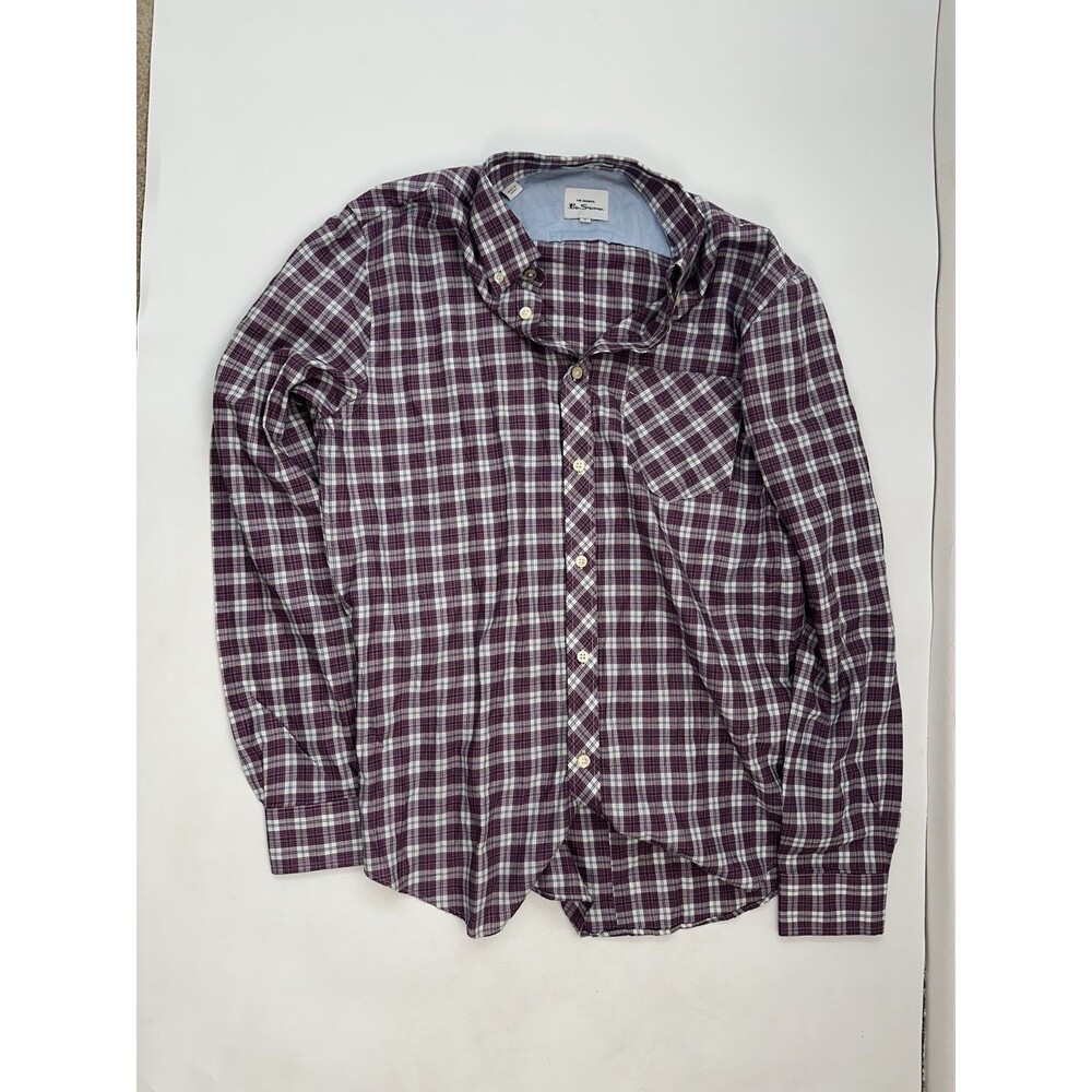 Ben Sherman Long Sleeve Button Up Plaid Pocket Shirt Mens M